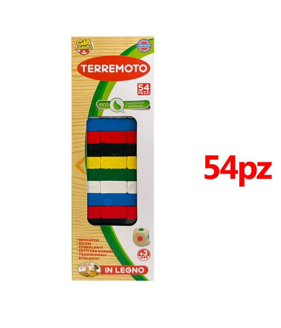 Gioco Terremoto In Legno Colorato Gioco Per Bambini Educativo Abilità  Età  3+         