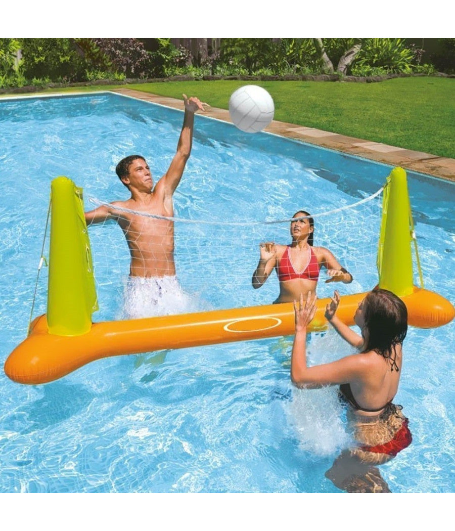 Gioco Volleyball Pallavolo Rete Gonfiabile E Pallone Da Piscina 239 X 64 X 91 Cm         