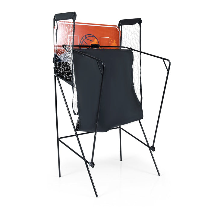 Gioco da arcade basket pieghevole macchina per canestro da basket per bambini con 8 modalit¨¤, Gioco arcade basket a doppio-Giocattoli sportivi