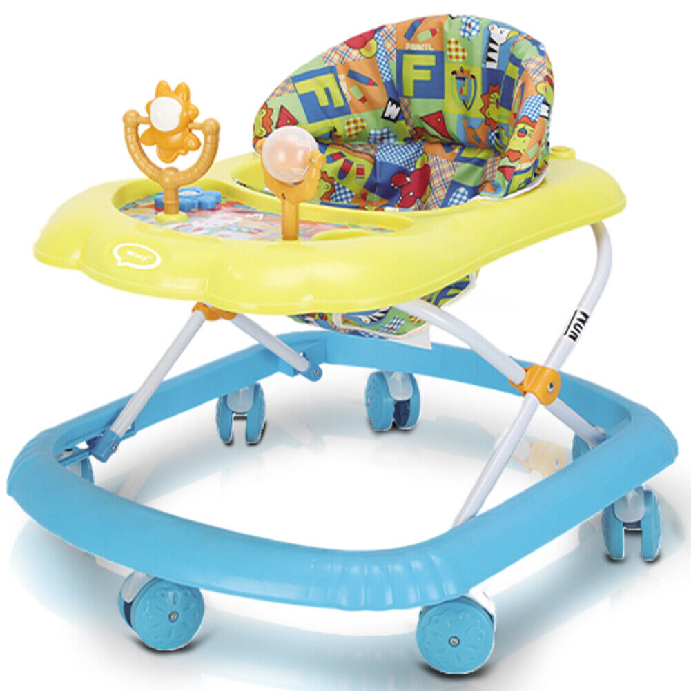 Girello Bambini Wizy Happy per Primi Passi con Chiusura Salvaspazio e Console Gioco -Blu