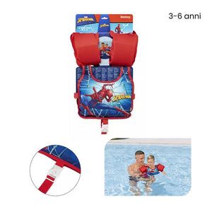 Trade Shop - Giubbetto Giubbotto Braccioli Spiderman Bambini 3-6 Anni Galleggiante Salvagente 98795 -