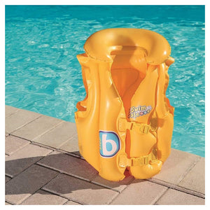 Trade Shop - Giubbotto Da Nuoto Gonfiabile Per Bambini Piccoli Galleggiamento 51x46cm Giallo 019948 -