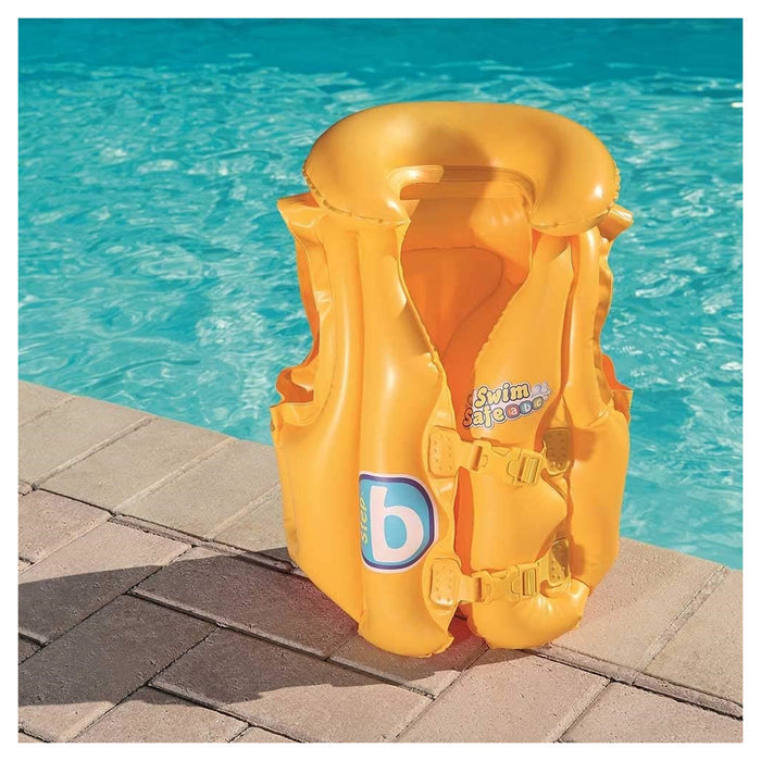 Trade Shop - Giubbotto Da Nuoto Gonfiabile Per Bambini Piccoli Galleggiamento 51x46cm Giallo 019948 -