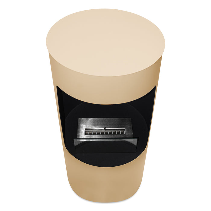 Giulio Cesare - Caminetto a bioetanolo da terra con 1 bruciatore da 1.5L. Camino a bioetanolo da appoggio in acciaio inox e vetro temperato. Colore Tortora. Ø40x80 cm