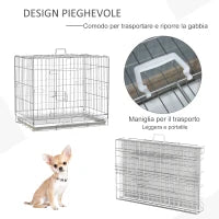 Kennel Gabbia per Cani Pieghevole in Acciaio Galvanizzato, Porta con Blocco e Fondo Rimovibile