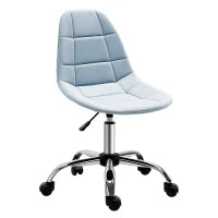 Sedia da Ufficio Ergonomico, Sedia Girevole Scrivania, Regolabile Senza Braccioli, Azzurro, 59x59x81-91cm