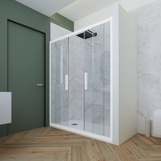 Porta doccia scorrevole 170 CM H 200 Vetro Trasparente Profilo Bianco Matt mod. Glam