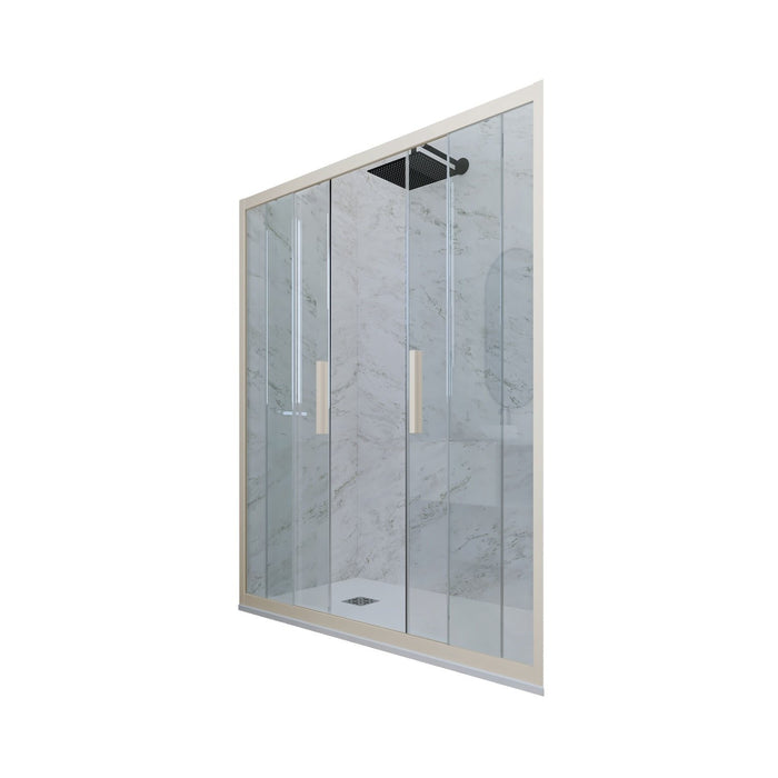 Porta doccia scorrevole 140 CM H 200 Vetro Trasparente Profilo Champagne mod. Glam