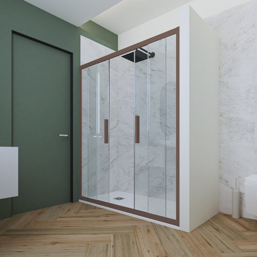 Porta doccia scorrevole 170 CM H 200 Vetro Trasparente Profilo Chocolate mod. Glam