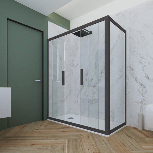 Box doccia 2 ante scorrevoli 80x160 CM H 200 Vetro Trasparente Profilo Antracite mod. Glam Duo