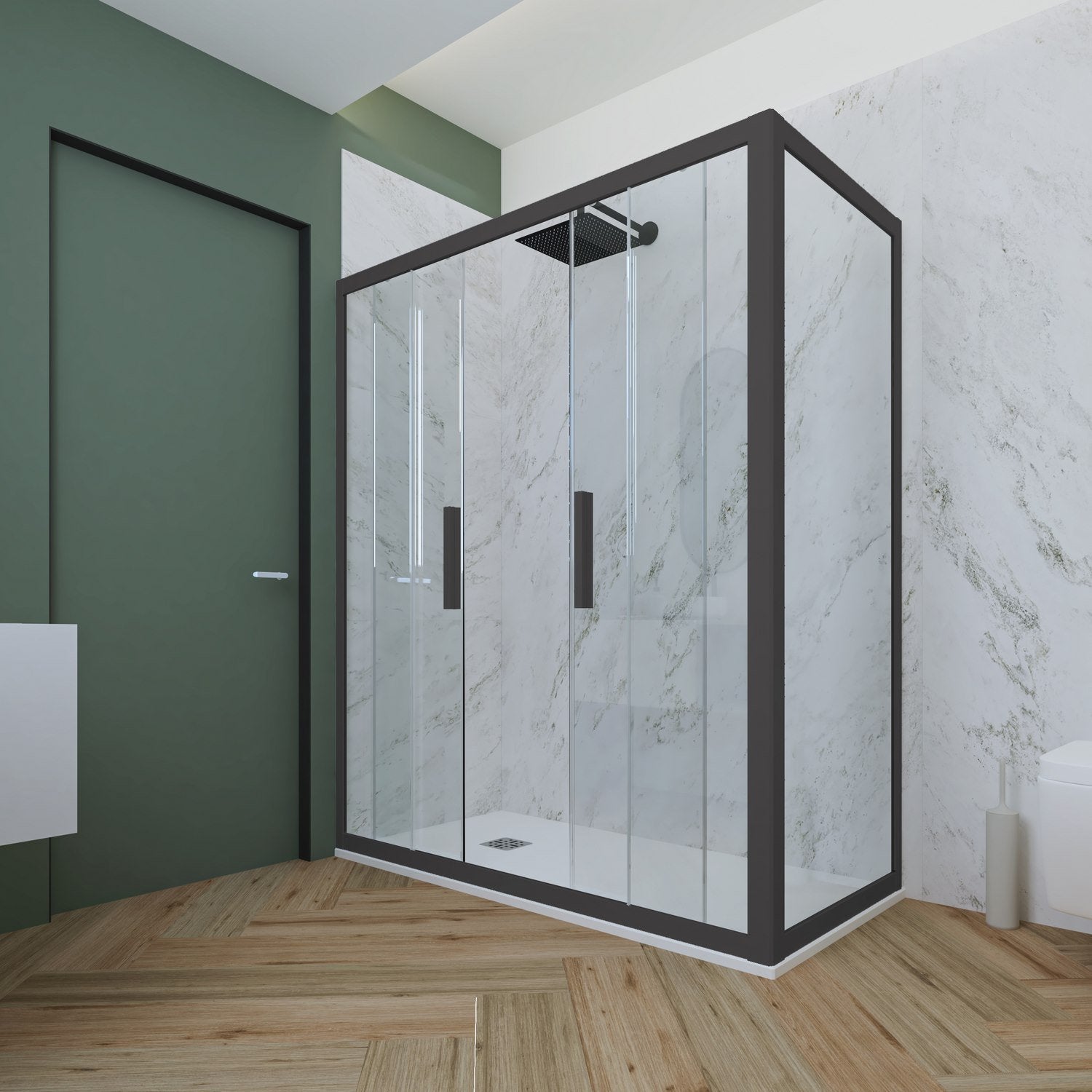 Box doccia 2 ante scorrevoli 80x120 CM H 200 Vetro Trasparente Profilo Antracite mod. Glam Duo