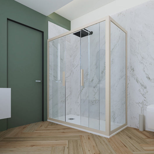 Box doccia 2 ante scorrevoli 75x120 CM H 200 Vetro Trasparente Profilo Champagne mod. Glam Duo