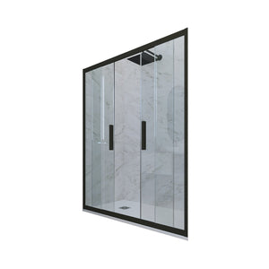 Porta doccia scorrevole 150 CM H 200 Vetro Trasparente Profilo Nero Matt mod. Glam