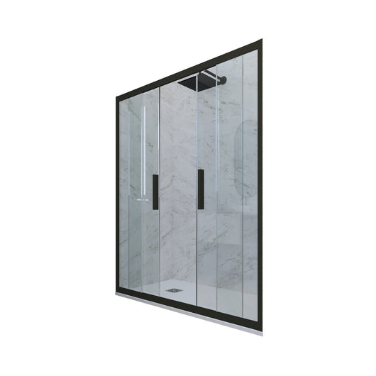 Porta doccia scorrevole 160 CM H 200 Vetro Trasparente Profilo Nero Matt mod. Glam