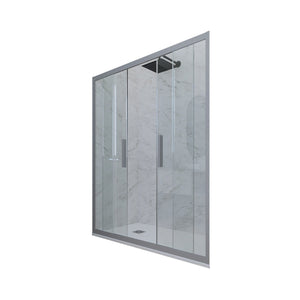 Porta doccia scorrevole 140 CM H 200 Vetro Trasparente Profilo Silver mod. Glam