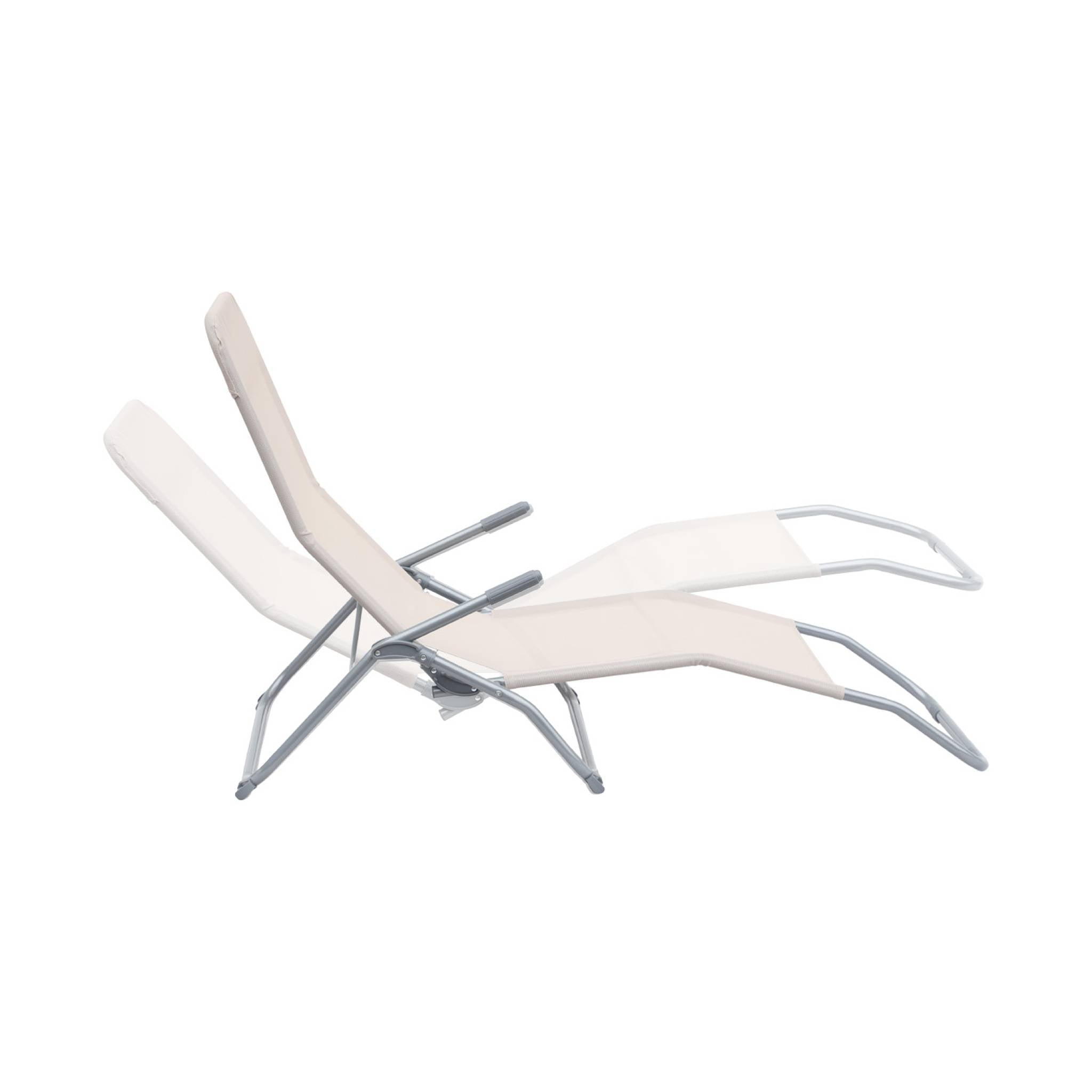 Set di 2 lettini prendisole in textilene 2 posizioni, bianco