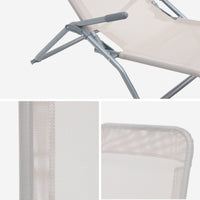 Set di 2 lettini prendisole in textilene 2 posizioni, bianco