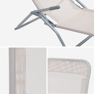 Set di 2 lettini prendisole in textilene 2 posizioni, bianco