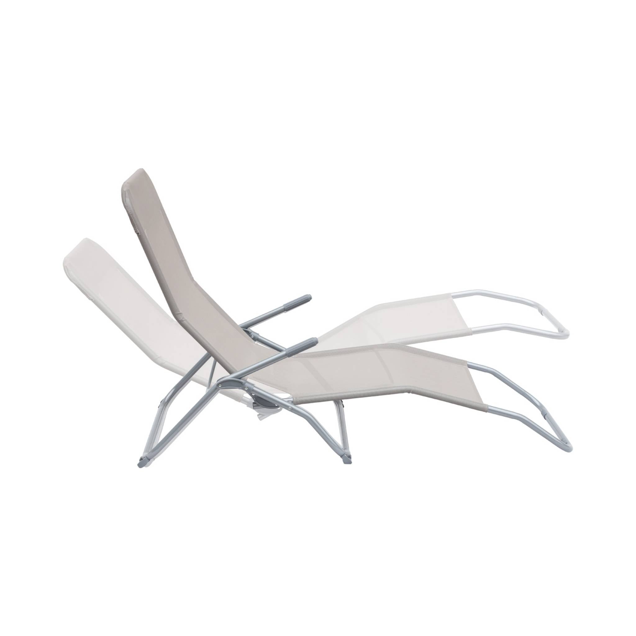 Set di 2 lettini prendisole in textilene 2 posizioni, grigio bruno