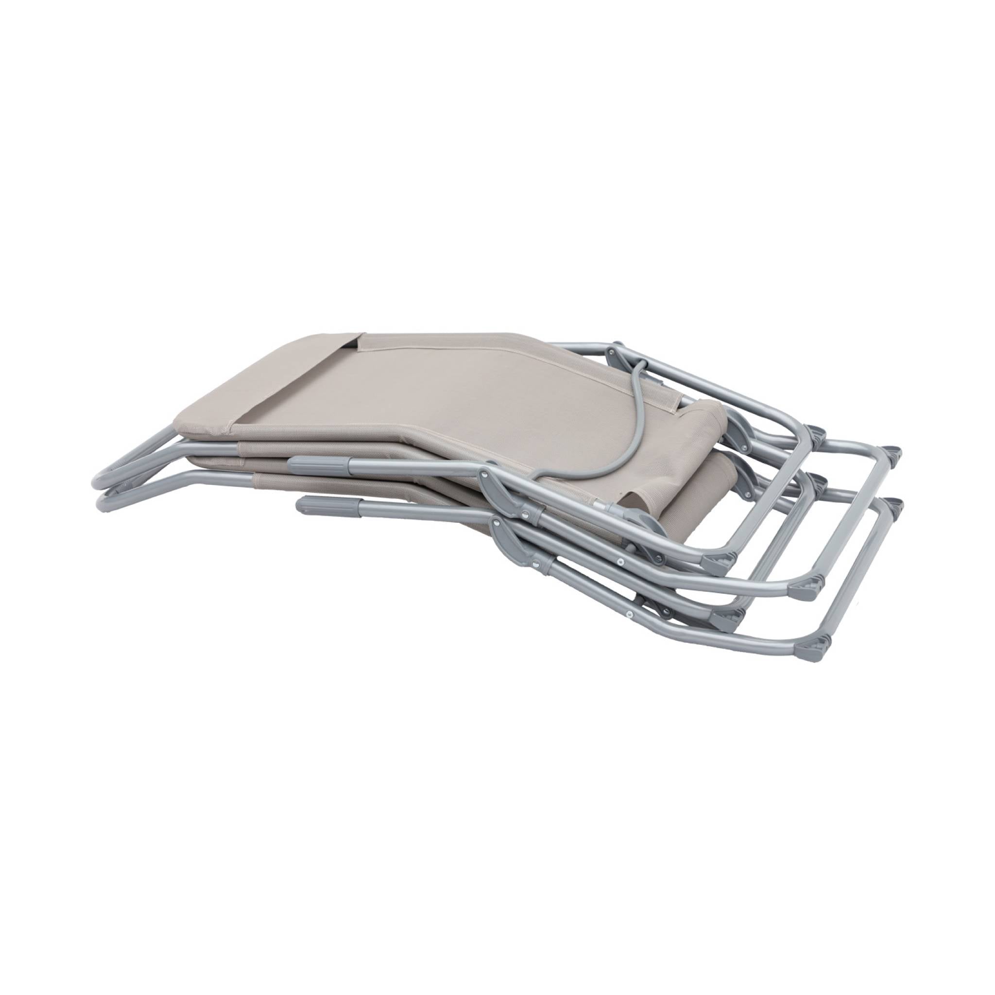 Set di 2 lettini prendisole in textilene 2 posizioni, grigio bruno