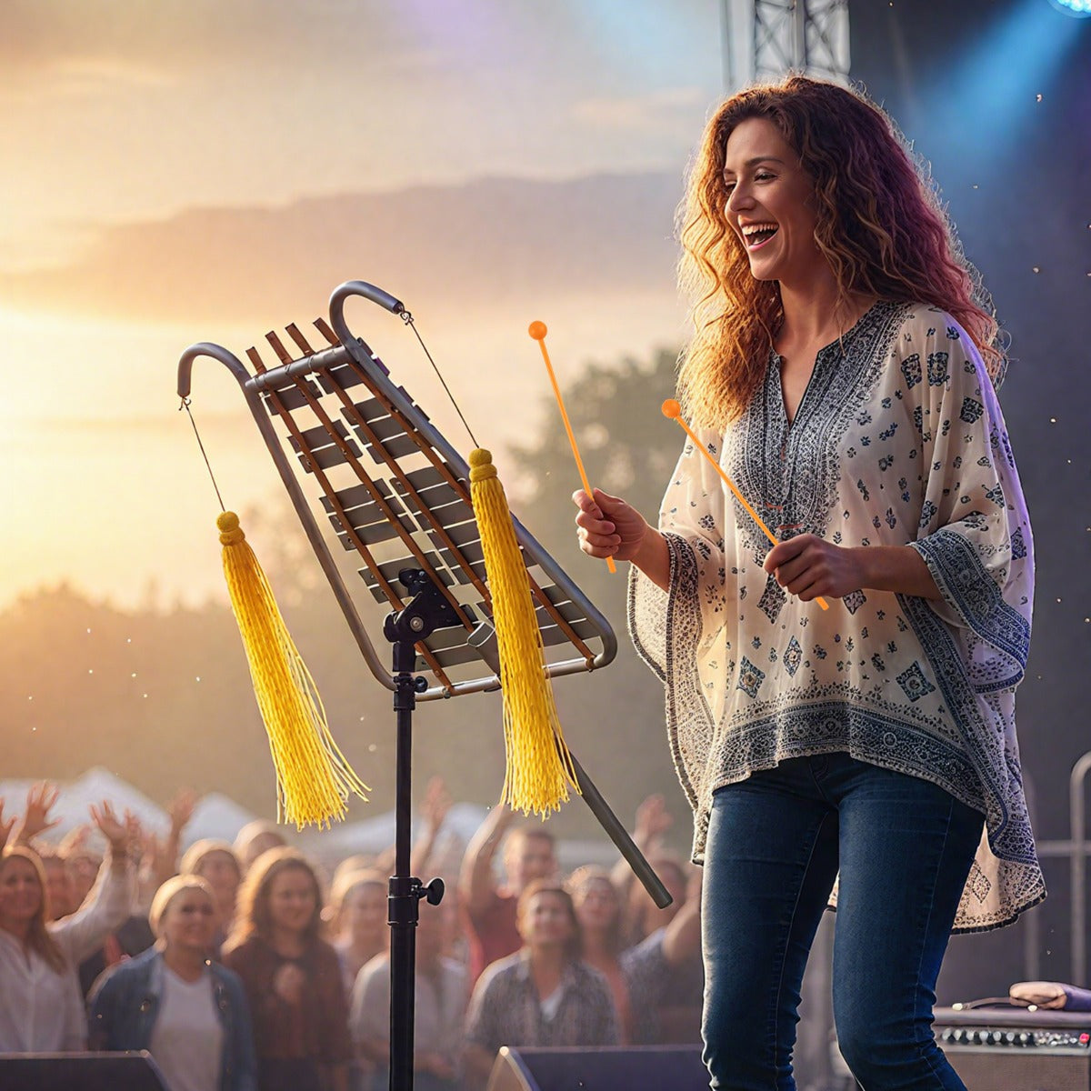 Glockenspiel regolabile in lunghezza da marcia in alluminio con maniglia regolabile-Kit di percussioni glockenspiel a 29 note per adulti Argento