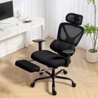 Sedia da Ufficio Ergonomica e Traspirante con Supporto Lombare Dinamico e Poggiapiedi, 73x75x120-128 cm, Nero