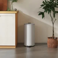 Bidone da Cucina da 30L, a Pedale con Secchio Interno, Coperchio a Chiusura Soft, 36x30x60,5cm, Grigio