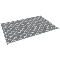 Tappeto per Esterno Pieghevole e Reversibile con Borsa di Trasporto, 182x274 cm Grigio Chiaro