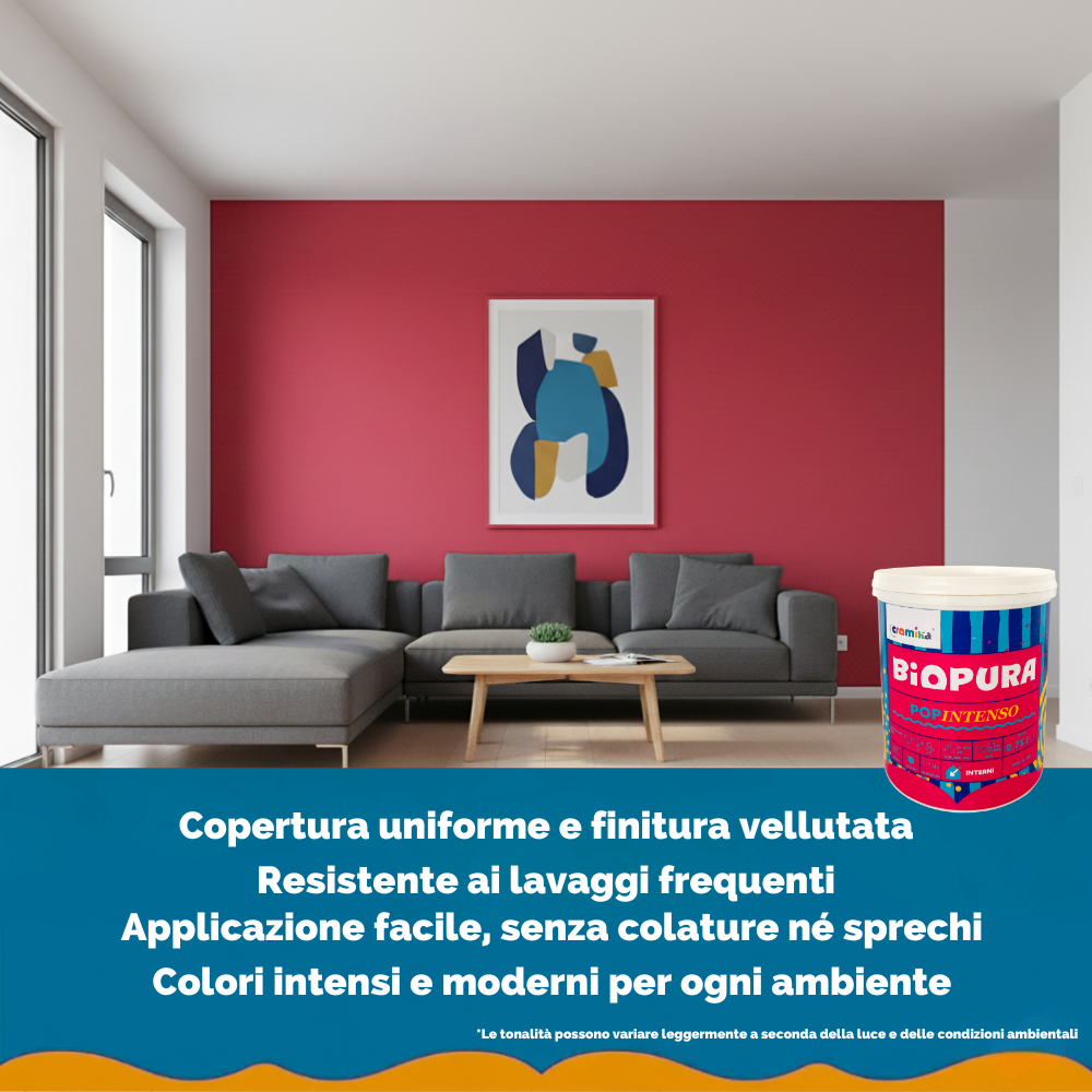 Pittura murale super lavabile coprente per interni popintenso *** formato 0,750 lt, colore- anguria pop, confezione 1