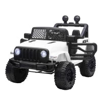 Macchina Elettrica per Bambini Jeep Fuoristrada con Telecomando e 2 Velocità, 100x65x72 cm, Bianco