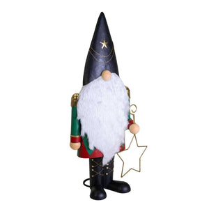 Gnomo metallo con stella nero cm 47,7x26,7h101,5