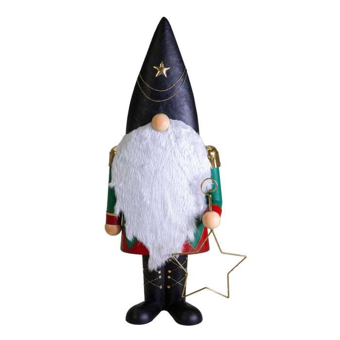 Gnomo metallo con stella nero cm 47,7x26,7h101,5