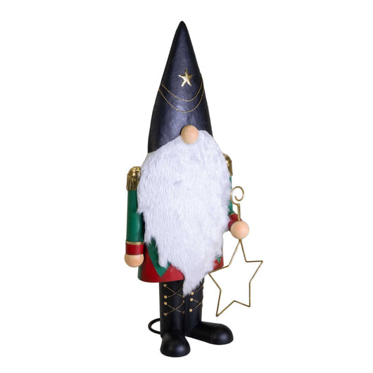 Gnomo metallo con stella nero cm 47,7x26,7h101,5