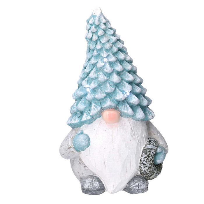 Gnomo resina azzurro seduto con led cm ø21,5h36,5