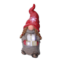 Gnomo resina con regali e led rosso cm20x18,5h43,5