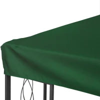 Copertura per Gazebo 4x3 m a 2 Livelli in Poliestere con Cinghie e 10 Fori di Drenaggio, Verde