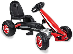 Go Kart a Pedali Per Bambini Bambini Pedali Kart Sedile Go-Kart 3-8 Anni Regolabile Giocattolo GoKart rosso con Freno M