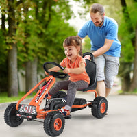 Go kart giocattolo con sedile regolabile e freno a mano stabile, Go kart a pedali robusti sicuri per bambini Arancione-Go Kart