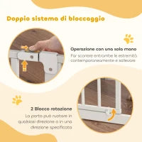 Cancelletto per Cani a Larghezza Regolabile con Doppio Blocco, in Acciaio e ABS, 76x75-95 cm, Bianco