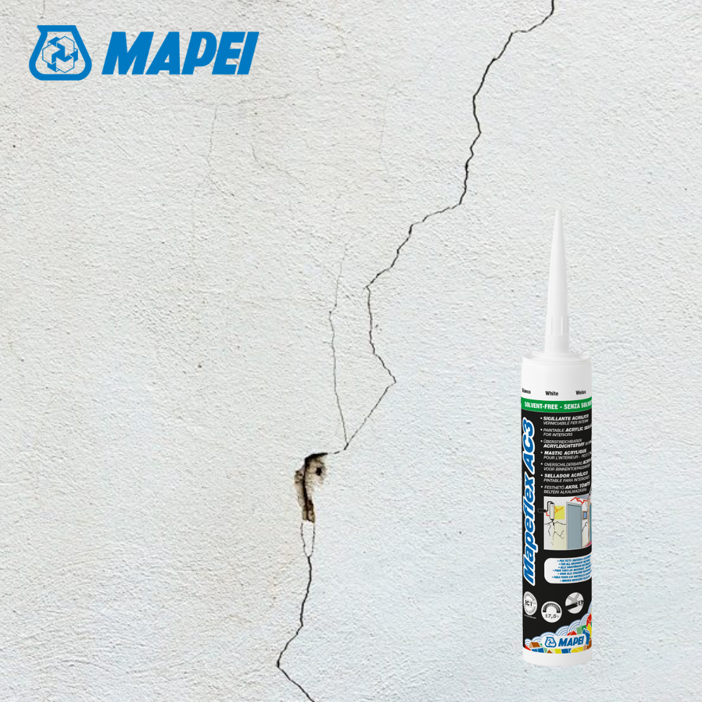 Sigillante acrilico mapeflex ac3 verniciabile per giunti interni 310 ml *** colore- bianco - 100, confezione 1