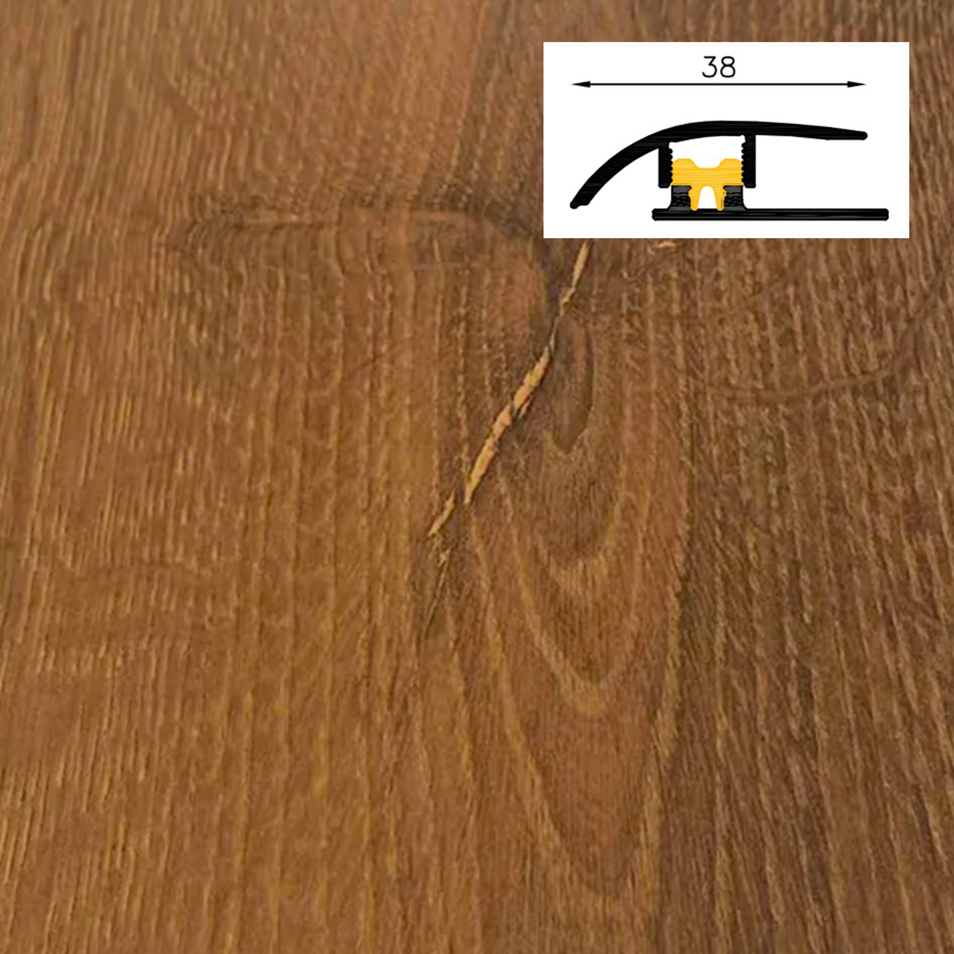 Barra da 90cm di PROFILO GIUNTO in Alluminio Gamma Laminati - Piatto o a discesa (base+coperchio) - GOLDENGATE - DISCESA