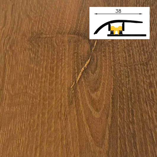 Barra da 90cm di PROFILO GIUNTO in Alluminio Gamma Laminati - Piatto o a discesa (base+coperchio) - GOLDENGATE - DISCESA