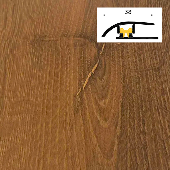 Barra da 90cm di PROFILO GIUNTO in Alluminio Gamma Laminati - Piatto o a discesa (base+coperchio) - GOLDENGATE - DISCESA