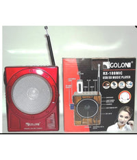 Golon Rx-188 Mic Radio Am Fm Portatile Con Ingresso Sd Usb Speaker Led Karaoke         