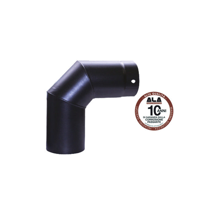 Gomito per stufe a legna 90° Ø15 cm – acciaio smaltato nero opaco – A.L.A.