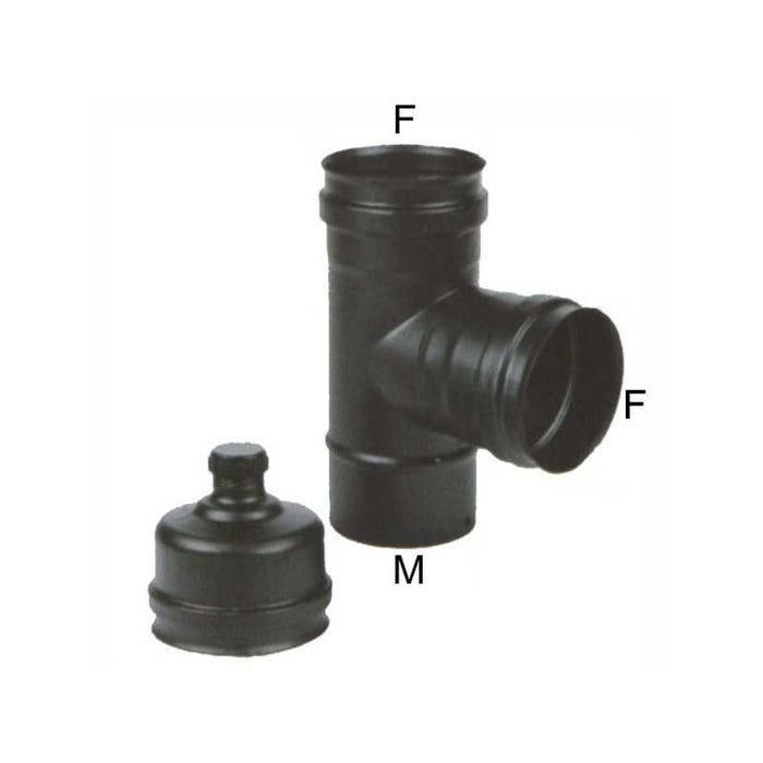 Gomito T Inox 10 Mff Tappo Nero Pellet 300 Maral