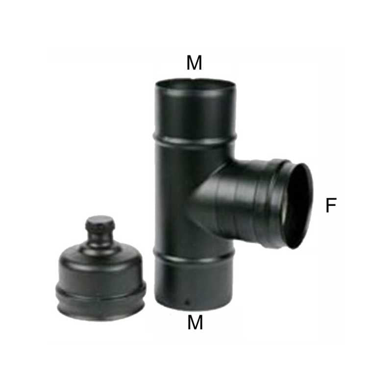 Gomito T Inox 10 Mfm Tappo Nero Pellet 300 Maral