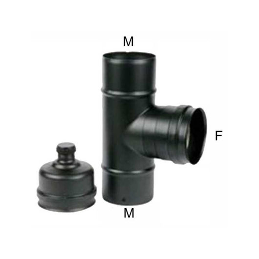 Gomito T Inox 8 Mfm Tappo Nero Pellet 300 Maral