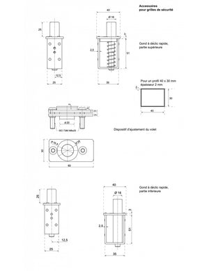 Gond rapido, catenaccio a molla, perno liscio - THIRARD