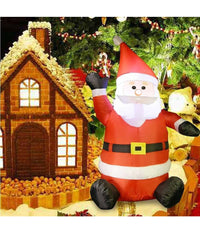 Gonfiabile Babbo Natale Seduto Con Illuminazione Led Altezza 120 Cm Per Esterno         